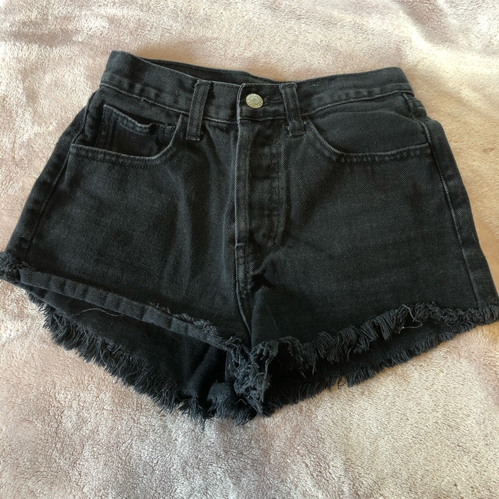 Black High-Waisted Jean Shorts